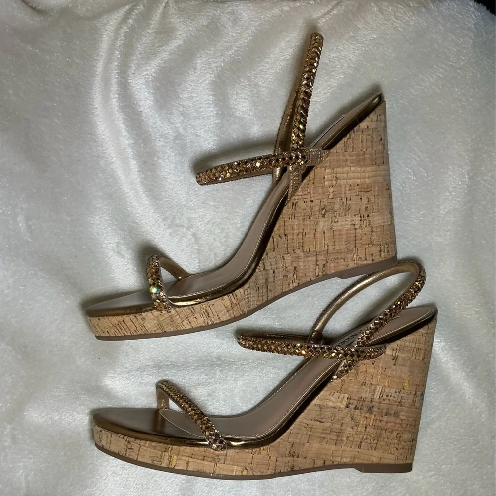 NEW Steve Madden “Udell” Gold Morgan Platform Wedge Sandals NWT - Picture 5 of 9